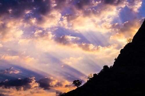 sun rays  morning sky  nature