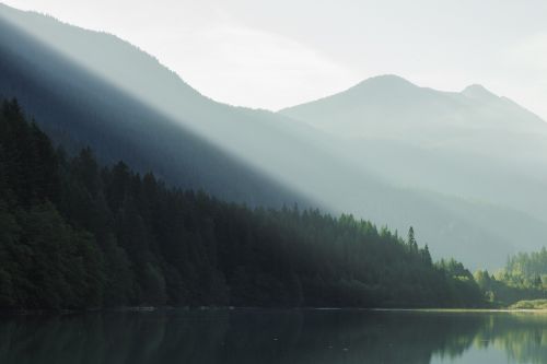 sunbeams mountain lake mountains