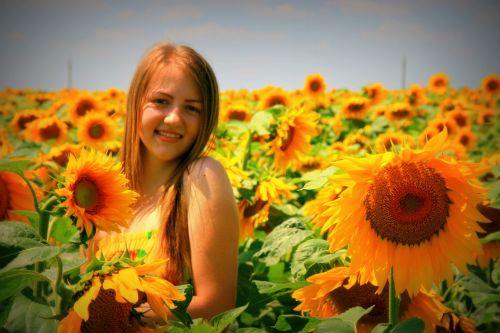 sunflower girl yellow