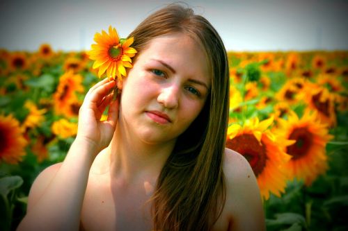 sunflower girl yellow