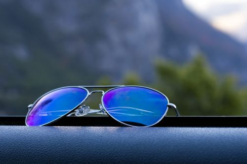 sunglasses outdoors blue