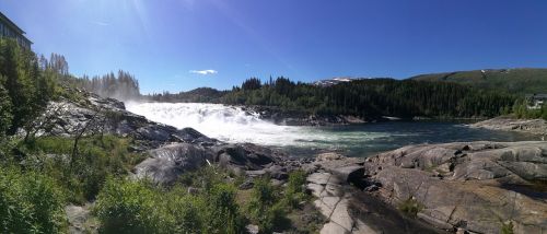 sunny river waterfall