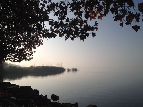 sunrise autumn lake balaton