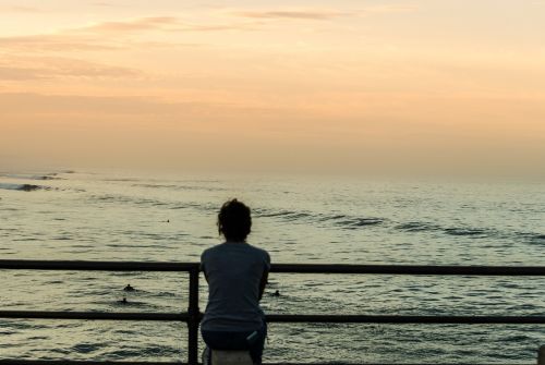 sunrise woman watching