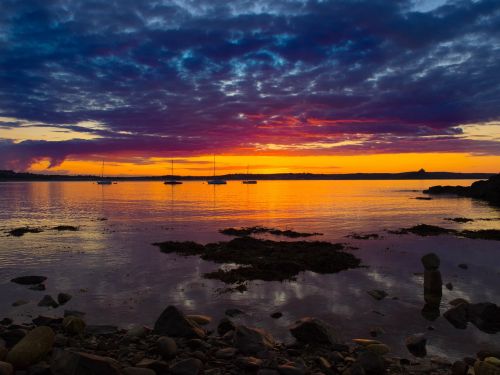 sunrise sea rocks