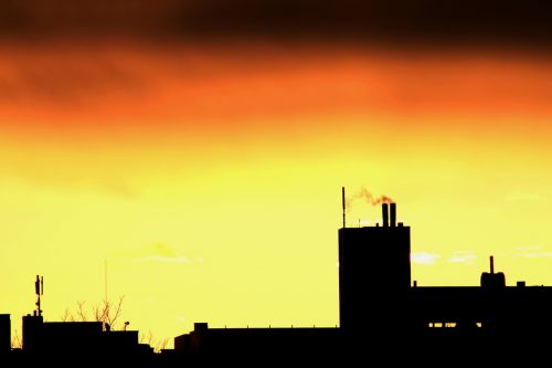 sunrise silhouette city