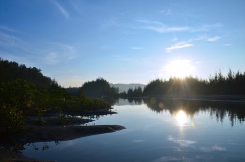 sunrise lake reflection