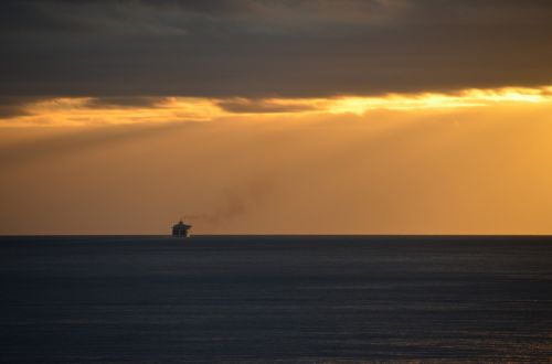sunrise sea ship