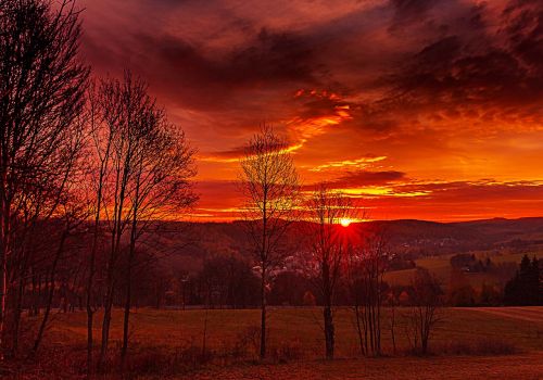 sunrise ore mountains landscape