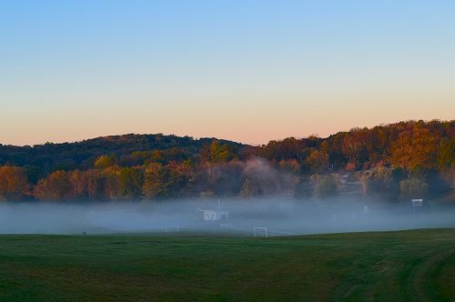 sunrise mist field