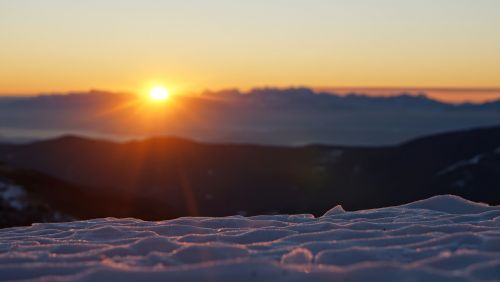 sunrise mountain snow