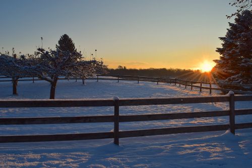 sunrise snow winter