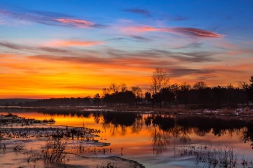 sunrise lake morning dawn