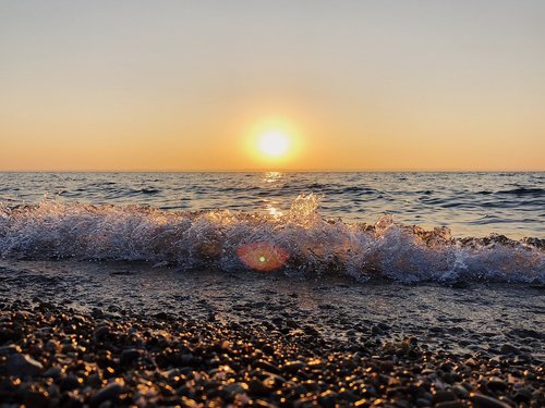 sunrise  lake  waves