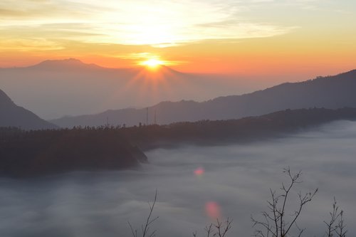 sunrise  fog  landscape