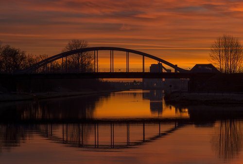 sunrise  reflection  bridge