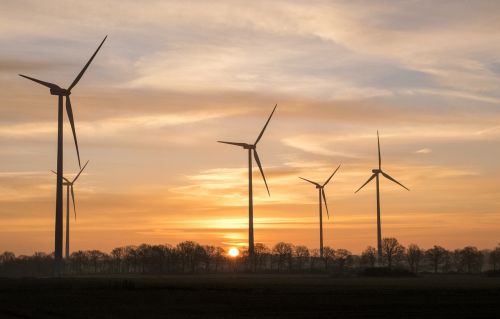 sunrise windräder romantic