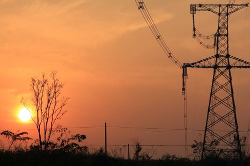 sunset transmission tower the scenery