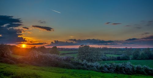 sunset sunrise field