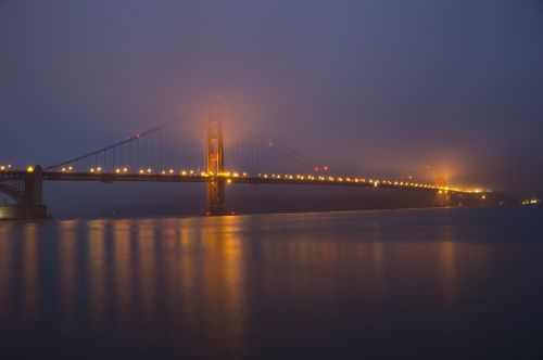 sunset golden gate bridge fog