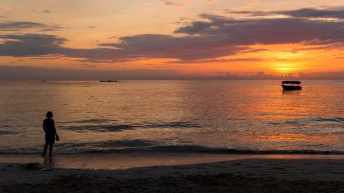 sunset beach woman
