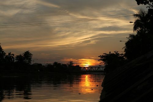 sunset water bridge