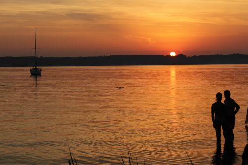 sunset lake nature