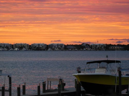 sunset boat evening