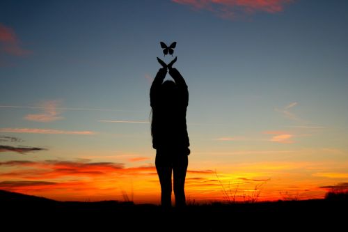 sunset girl shadow