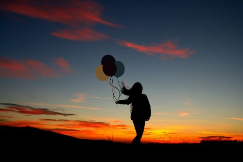 sunset girl balloon