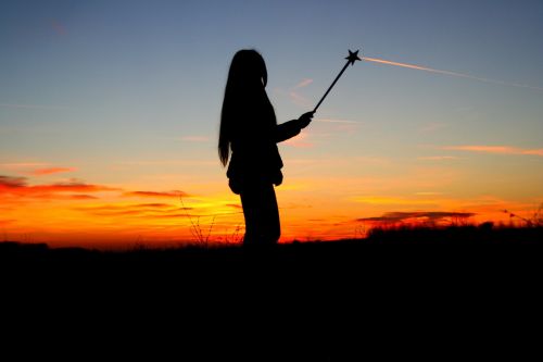 sunset girl shadow