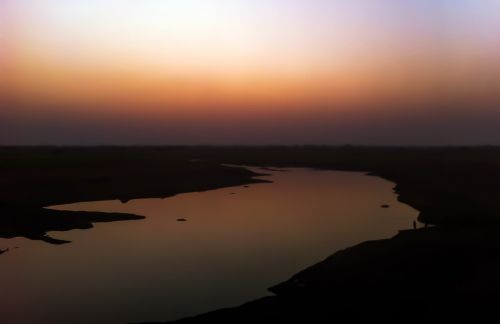 sunset river night-sky
