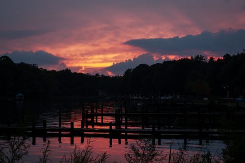 sunset pink water