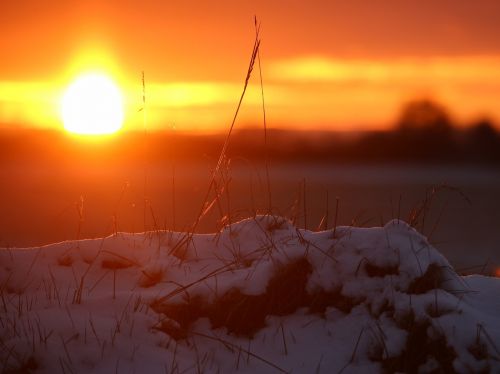 sunset winter snow