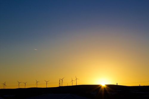 sunset windmill landscape