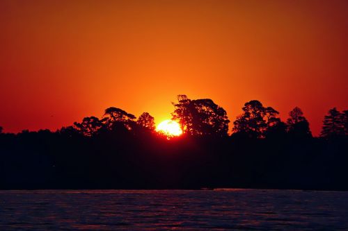 sunset lake nature