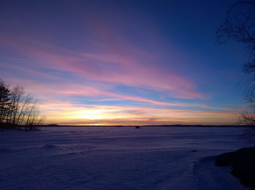 sunset ice landscape