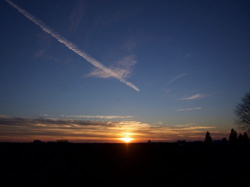 sunset contrail orange