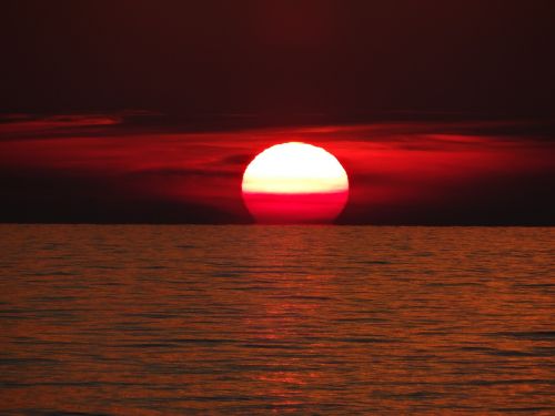 sunset lake reflection