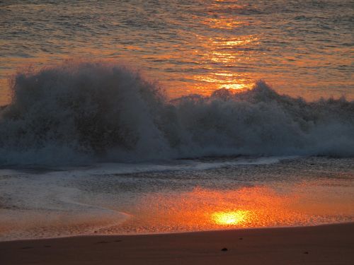 sunset wave sea