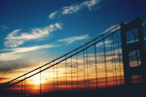 sunset bridge sky