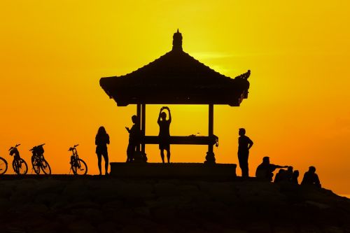 sunset people silhouette