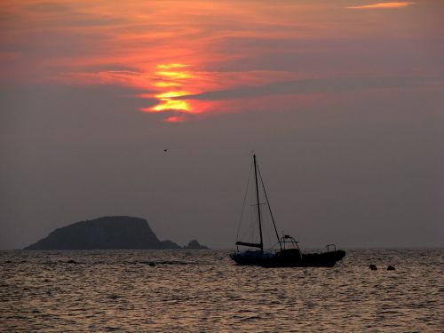 sunset the sun sailboat