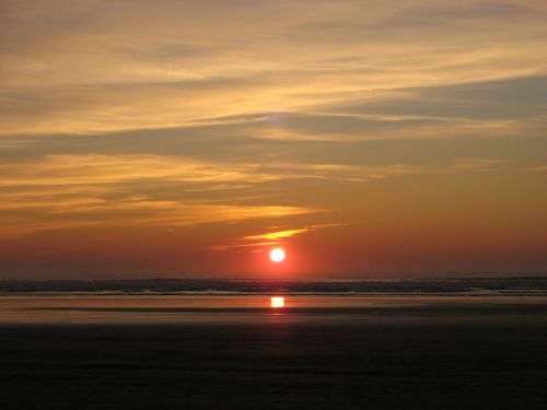 sunset seashore sea
