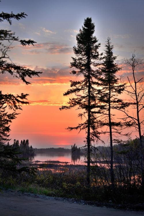sunset twilight lake