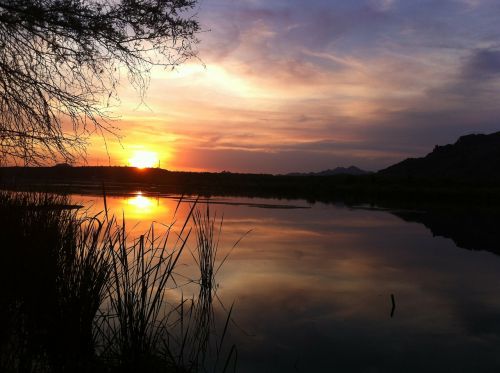 sunset water lake