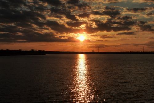 sunset clouds lake