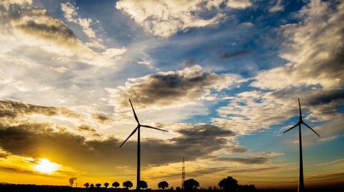 sunset windräder abendstimmung