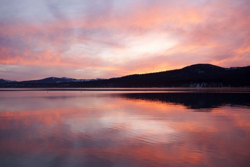 sunset mountain lake
