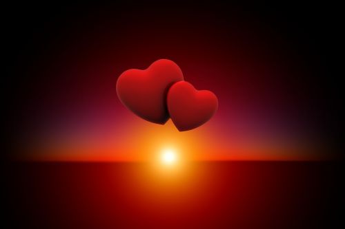 sunset heart love